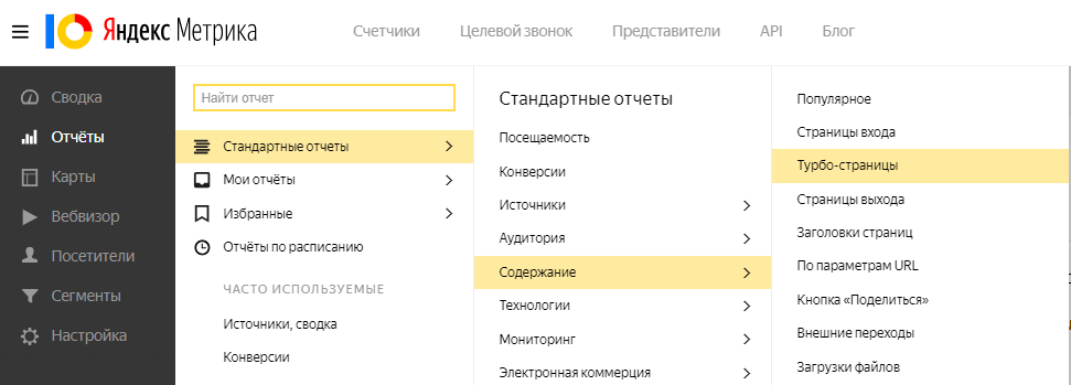 Турбо-страницы в Яндекс.Метрике